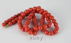 Vintage Czechoslovakia Bohemian Red Coral Glass Bead Necklace Rare