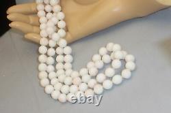 Vintage Double Strand 20 Angel Skin Coral Bead Necklace 9.5 mm Beads