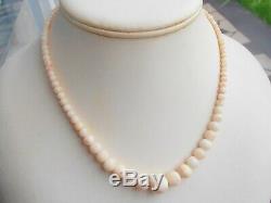 Vintage Edwardian Graduated Angel Skin Coral Bead Necklace