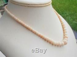 Vintage Edwardian Graduated Angel Skin Coral Bead Necklace
