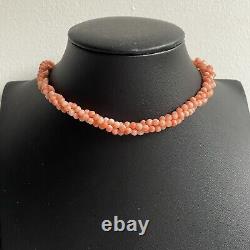 Vintage Estate Lucoral Salmon Angel Skin Coral Beads Necklace 15.35