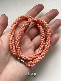 Vintage Estate Lucoral Salmon Angel Skin Coral Beads Necklace 15.35