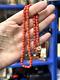 Vintage Faceted Red Natural Coral Beads Necklace Clasp 750 18