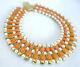 Vintage Faux Pearl Coral Bead Collar Gold Tone 2 Sided Necklace