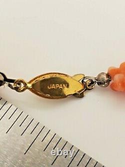 Vintage Genuine Natural Angel Skin Coral Bead Raw Chip 20 inch Necklace Japan