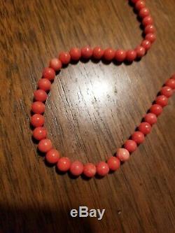 Vintage Genuine Red Coral Beaded Necklace 17