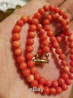 Vintage Genuine Red Coral Beaded Necklace 17