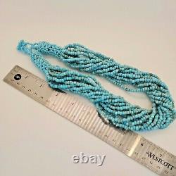 Vintage Genuine natural blue coral torsade necklace 15 strand