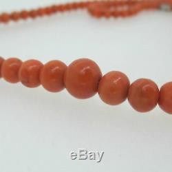 Vintage Gold Filled Clasp Genuine Undyed Salmon Coral Beads Necklace 16.5
