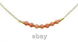 Vintage Gold-Filled Salmon Pink Coral Beaded Choker Necklace