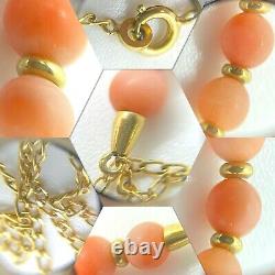 Vintage Gold-Filled Salmon Pink Coral Beaded Choker Necklace