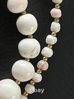 Vintage Graduated Angel Skin Coral Bead Necklace