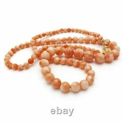 Vintage Graduated Natural Coral Beads Gold Filled Necklace 5 to 10mm 25.5 Long