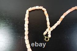 Vintage Hand Carved Natural Angel Skin Coral Graduated Beads Necklace 17,4 Gr