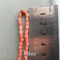Vintage Hand Carved Natural Angel Skin Coral Graduated Beads Necklace Pendant
