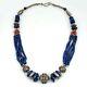Vintage, Handmade Necklace, Silver. 835, Lapis Lazuli, Red Coral, 54cm / 21.25in