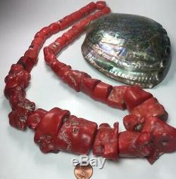 Vintage Huge Salmon Red Coral Bead Necklace 956 Grams
