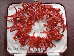 Vintage Italian Natural Red Branch Coral Necklace Beautiful Long Branches 67g