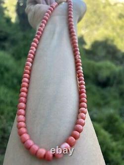 Vintage Japanese Momo Natural Pink Coral Beads Necklace