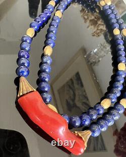 Vintage Lapis Lazuli And Natural Coral Brenc