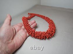 Vintage Large Heavy Red Coral Beaded Tribal Style Necklace