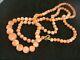 Vintage Large Natural Chinese Angel Skin Coral Beads Necklace 34 Ins 52 Grams