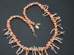 Vintage Les Bernard Necklace Pink Branch Coral Graduated Gold Finish Jewelry