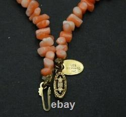 Vintage Les Bernard Necklace Pink Branch Coral Graduated Gold Finish Jewelry