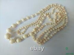 Vintage Long Coral Beads Necklace. 38