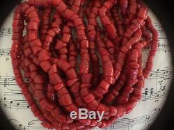 Vintage MID Century Red Coral Necklace Rare Old Trade Beads Tribal Excellent Con
