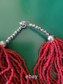Vintage Massive Huge Multi Strand Natural Red Coral Seed Beads Necklace