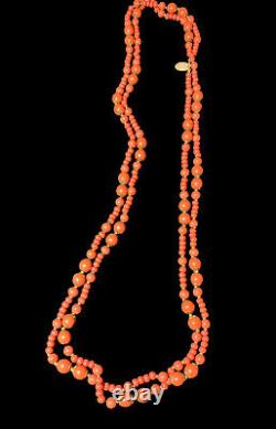 Vintage Miriam Haskell Coral Bead Necklace 29 As Is