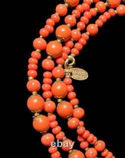 Vintage Miriam Haskell Coral Bead Necklace 29 As Is