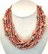 Vintage Miriam Haskell Genuine Coral & Plastic Bead Choker Necklace 8 Strand