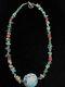 Vintage Native American 925 Sterling Silver Truquoise Red Coral Necklace