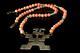 Vintage Native American Coral Turquoise Pearl Beads Sterling Kachina Necklace Br