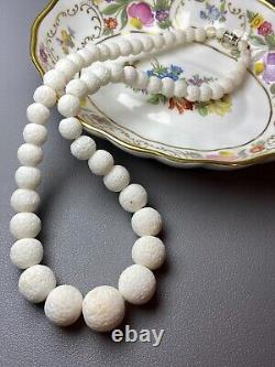 Vintage Natural 16mm White Coral Large Bead Necklace
