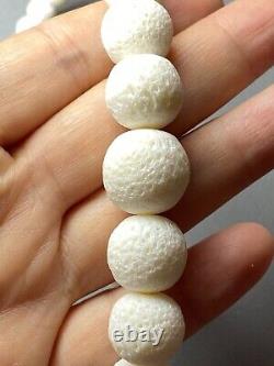 Vintage Natural 16mm White Coral Large Bead Necklace