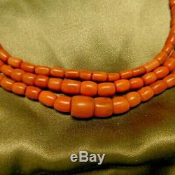 Vintage Natural Coral Beads 3 Strand Necklace 75 Grams 19-21 3 mm To 12 mm