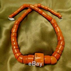 Vintage Natural Coral Beads Necklace 132 Grams 21 8x6 mm To 16x23 mm