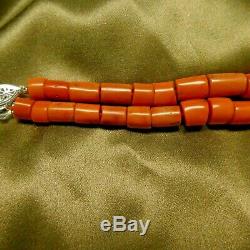 Vintage Natural Coral Beads Necklace 132 Grams 21 8x6 mm To 16x23 mm