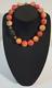 Vintage Natural Large Apple Coral & Horn Beaded 925 Silver Choker Necklace