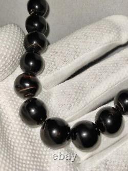 Vintage Natural Necklace Black Coral Beads Beaded Collar Strand 40.6g Long 20.5