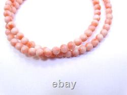 Vintage Natural Pink ANGELSKIN CORAL 5 mm Bead Strand 17 Necklace