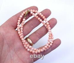 Vintage Natural Pink ANGELSKIN CORAL 5 mm Bead Strand 17 Necklace