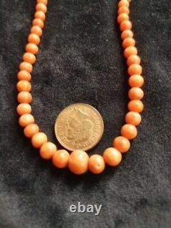 Vintage Natural Pink Coral Necklace Gold Clasp