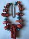 Vintage Natural Raw Rad Coral And Turquoise And Silver Necklace 52cm Long