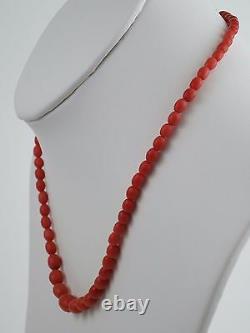 Vintage Natural Salmon Coral Bead Necklace 17.4g