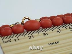 Vintage Natural Salmon Coral Bead Necklace 17.4g