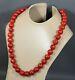 Vintage Natural Sponge Coral Red Tone 16mm Beads Necklace St. Silver Clasp 141g
